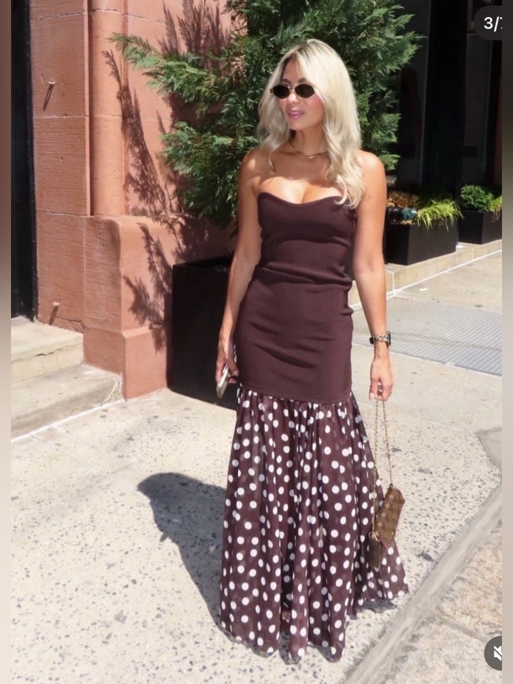 🔥🔥Zara Strapless Brown Polka Dot Mermaid Dress - Picture 3 of 13